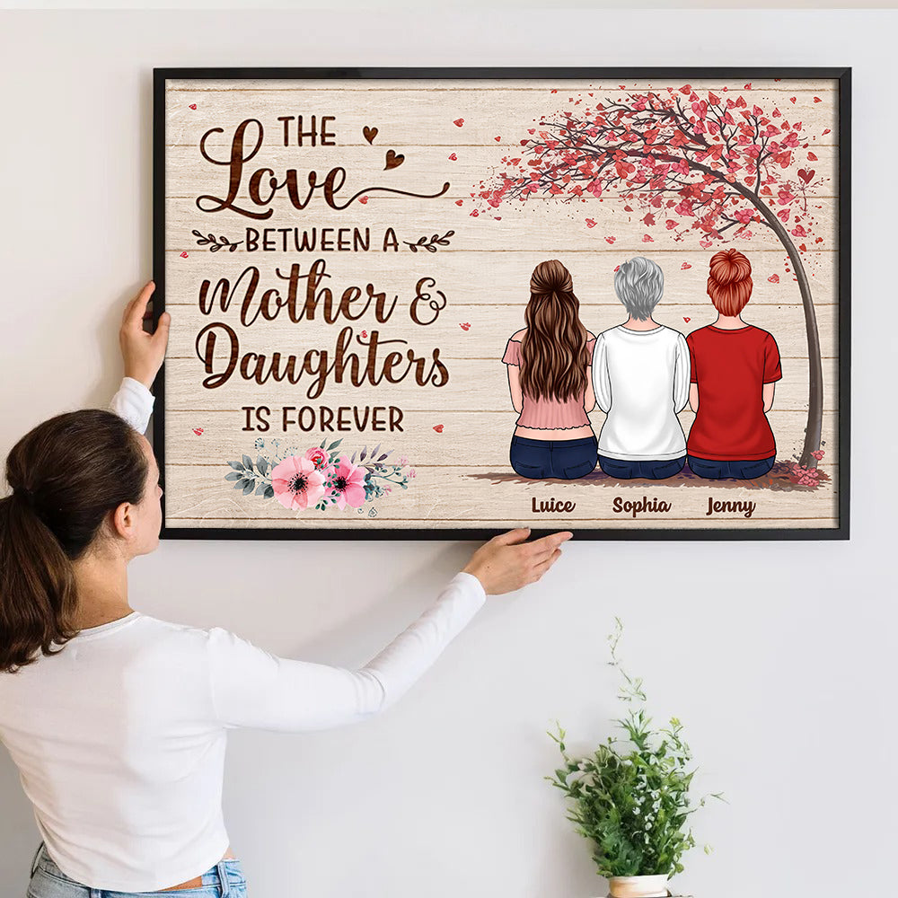 Mother & Son Daughter Forever Linked Together - Personalized Canvas - Gift For Mom, Mother's Day