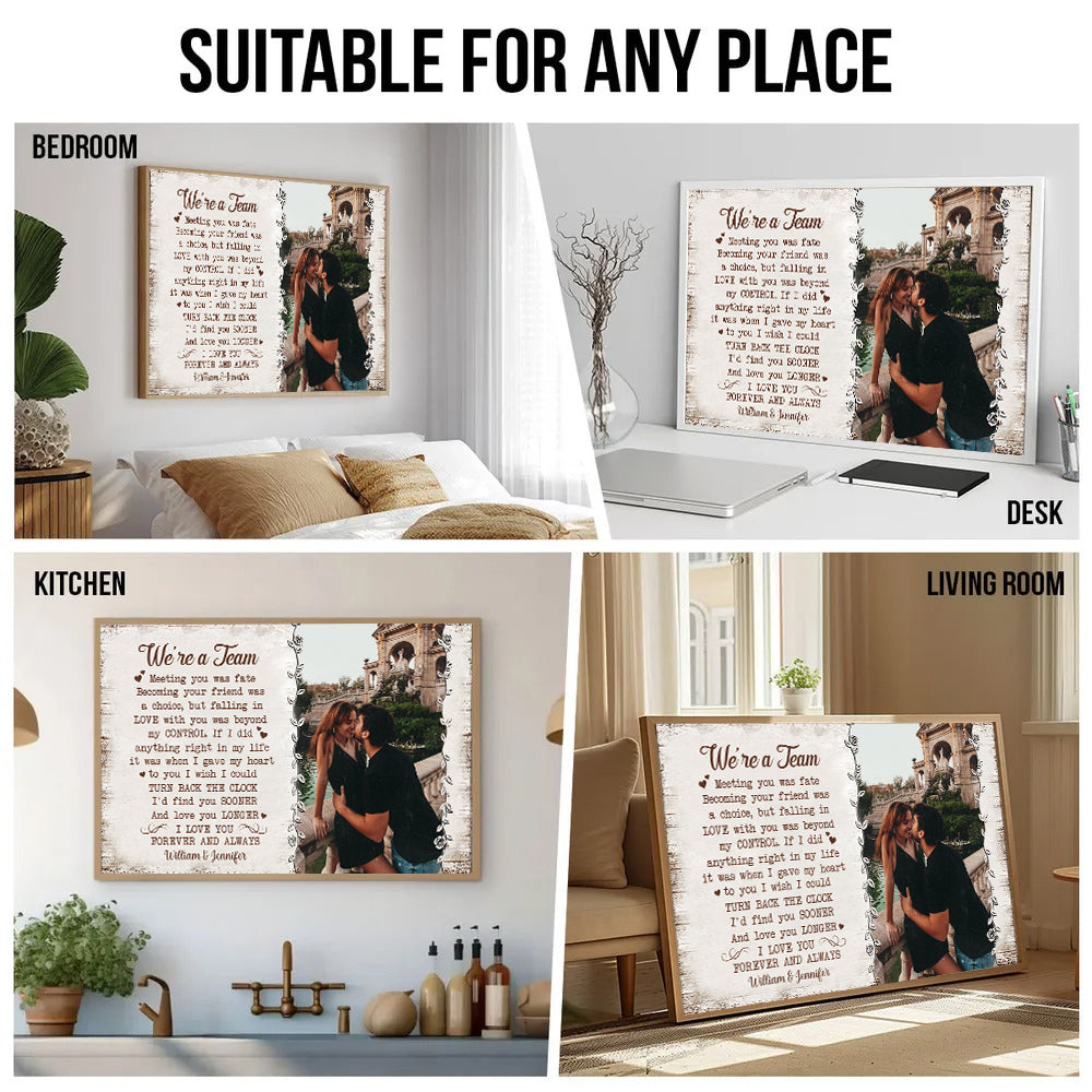 Custom Photo We're A Team - Personalized Canvas - Gift For Her/Him, Husband/Wife, Couples on Anniversary, Valentine's Day