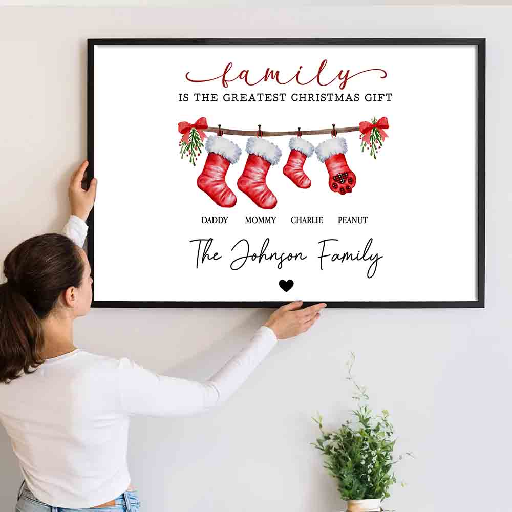 Family Is The Greatest Christmas Gift - Personalized Canvas - Gift For Family Members, Mom and Dad