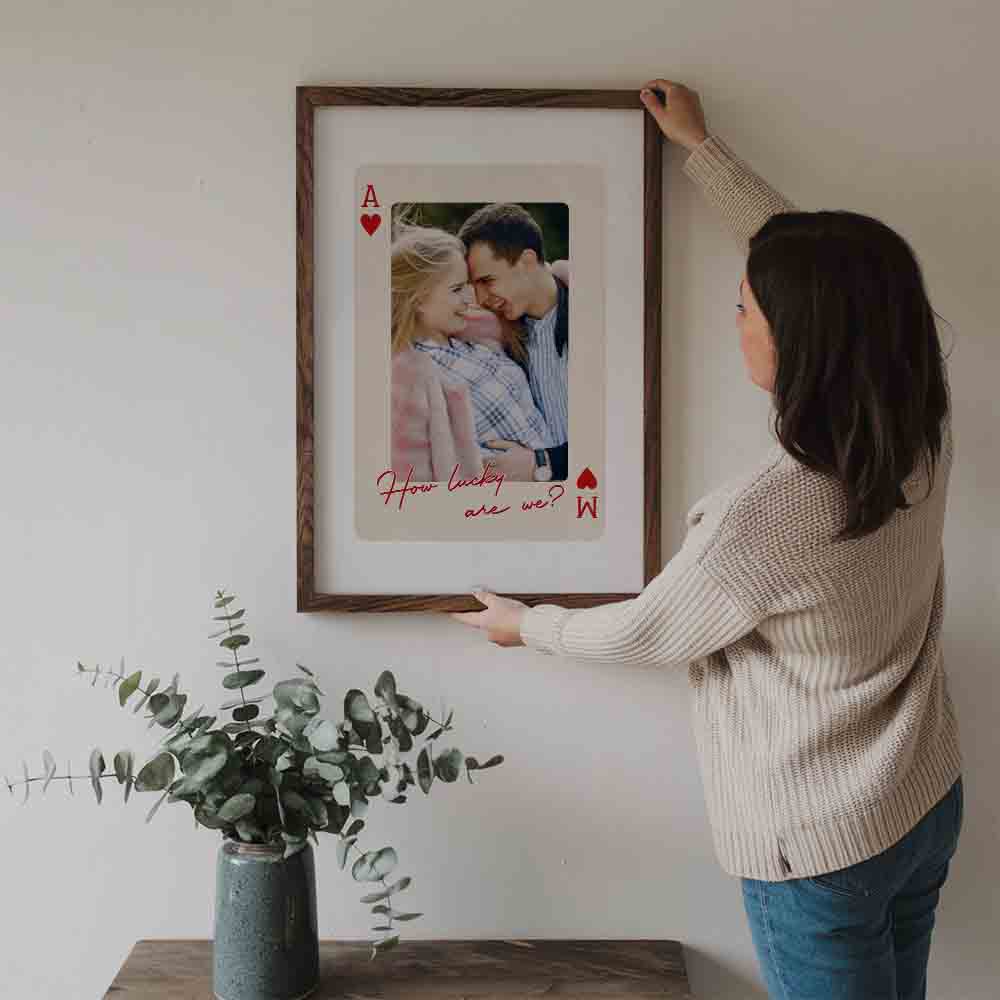 Custom Photo Couple King And Queen How Luck We Are - Personalized Canvas Prints - Gift For Her/Him, Wife/Husband, Girlfriend/Boyfriend on Anniversary, Valentine's Day