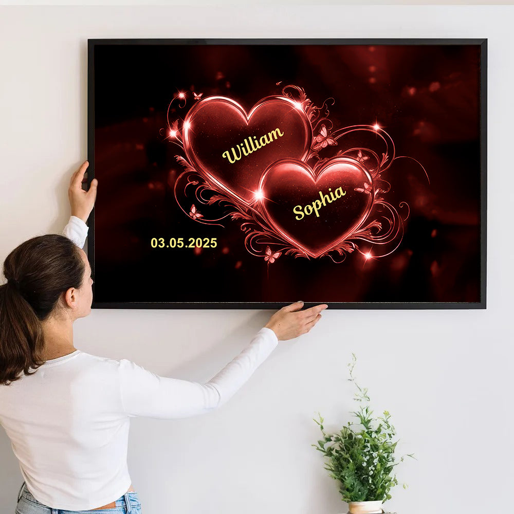 Romantic Couple Heart - Personalized Canvas - Gift For Her/Him, Husband/Wife, Couples on Anniversary, Valentine's Day