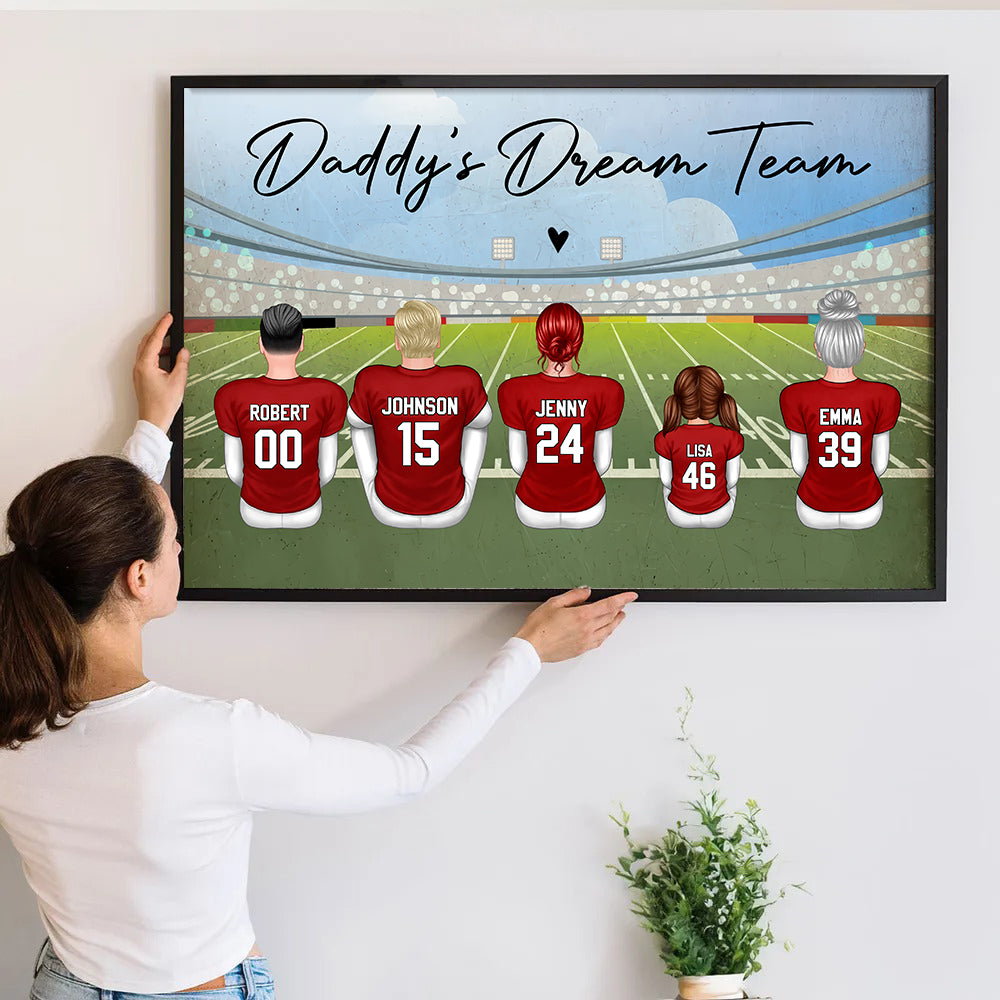 Football Dad Grandpa Dream Team - Personalized Canvas - Gift For Dad, Grandpa, Father's Day