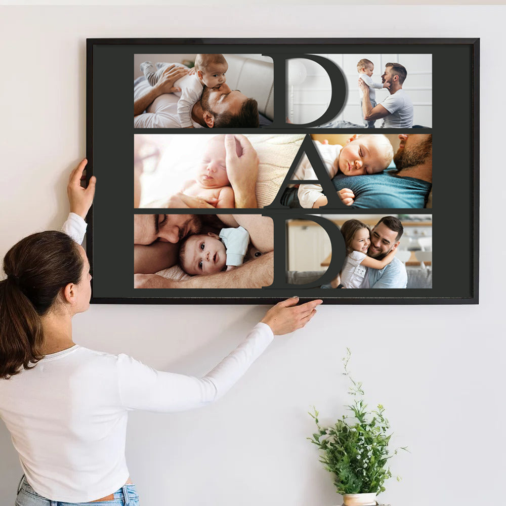 Custom Photo Dad Collage - Personalized Canvas - Father's Day Gift, Birthday Gift For Dad, Daddy