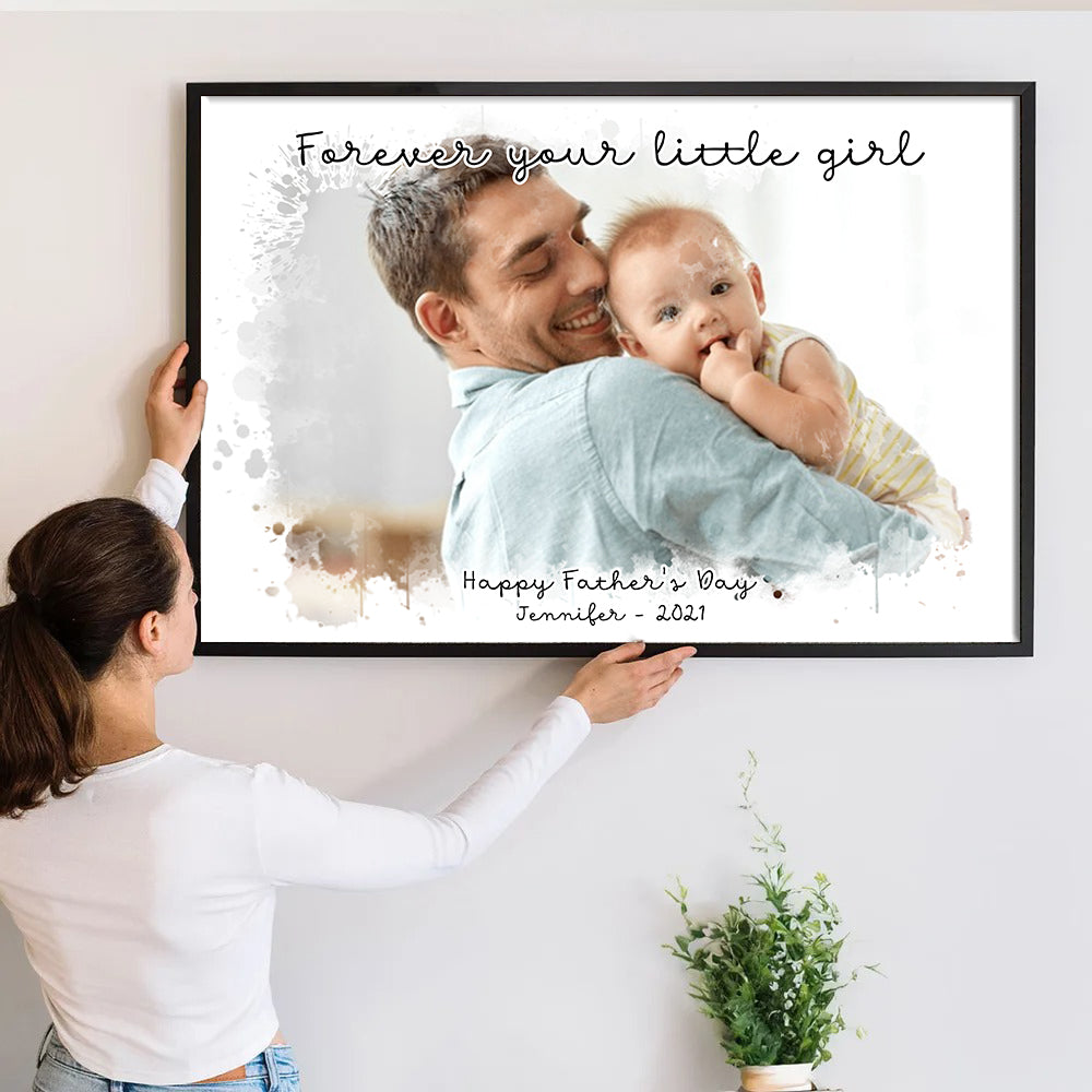Custom Photo Dad and Kid Portrait - Personalized Canvas - Father's Day Gift For Dad, Daddy