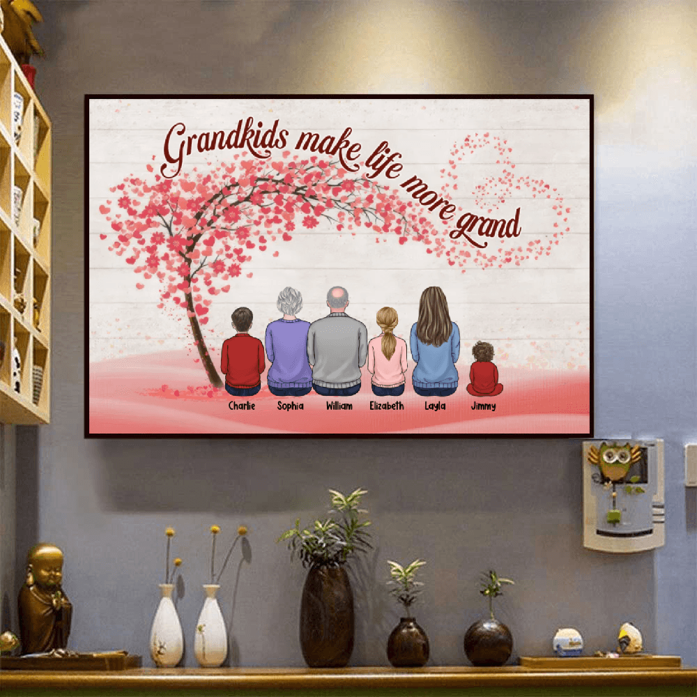 Grandparents & Grandkids Forever Linked Together - Personalized Family Gift For Grandma, Grandpa, Grandparent | Canvas