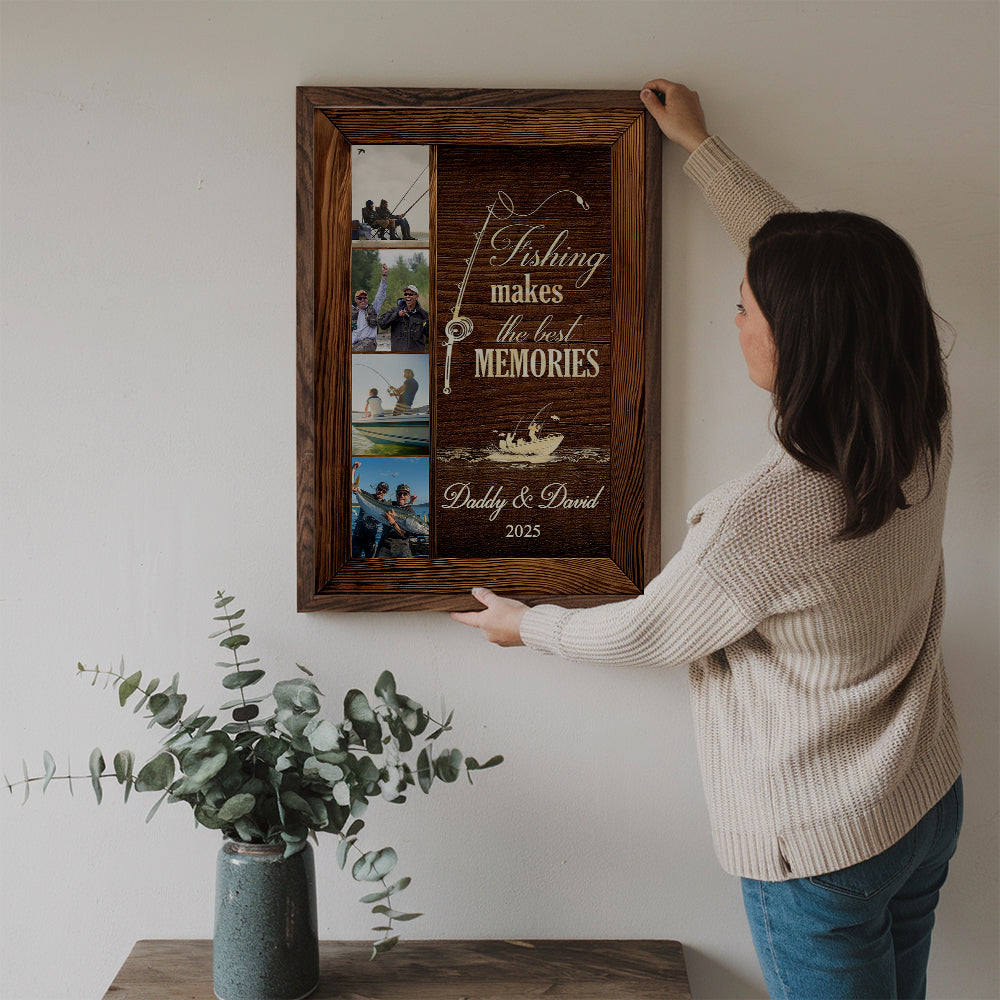Custom Photo Fishing Makes The Best Memories - Personalized Canvas Print - Gift For Fisher, Fisherman, Fishing Lovers