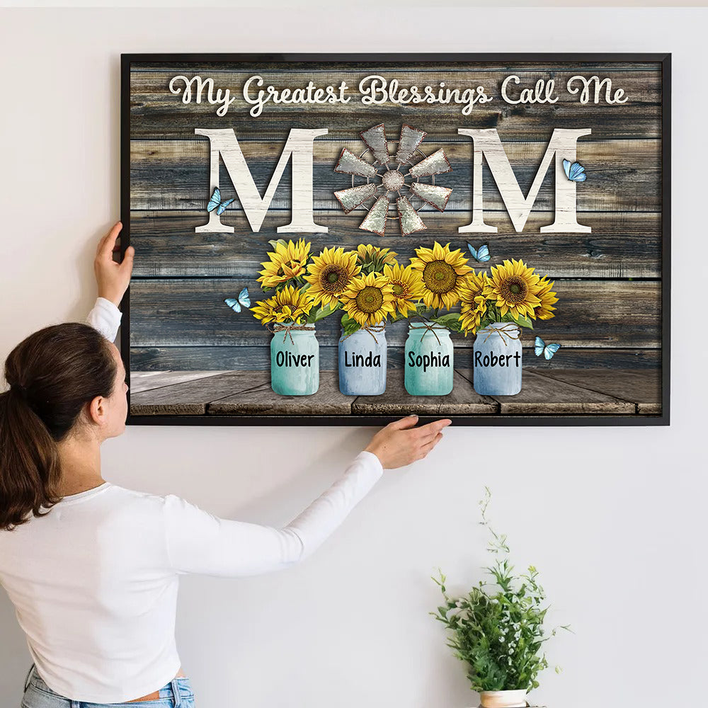 My Greatest Blessings Call Me Mom - Personalized Canvas - Gift For Mom, Mother's Day