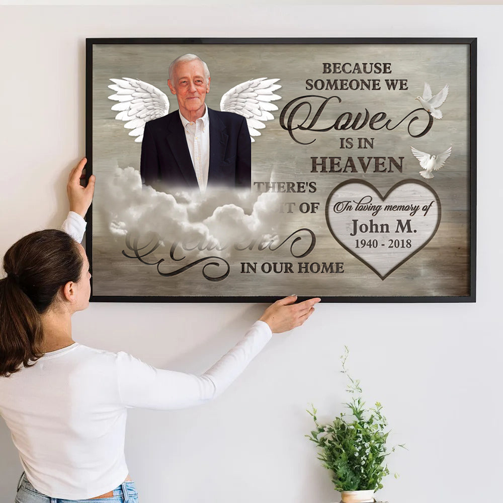 Custom Photo Love Is In Heaven - Memorial Gift - Personalized Canvas For Family Members, Loss of Mom, Dad