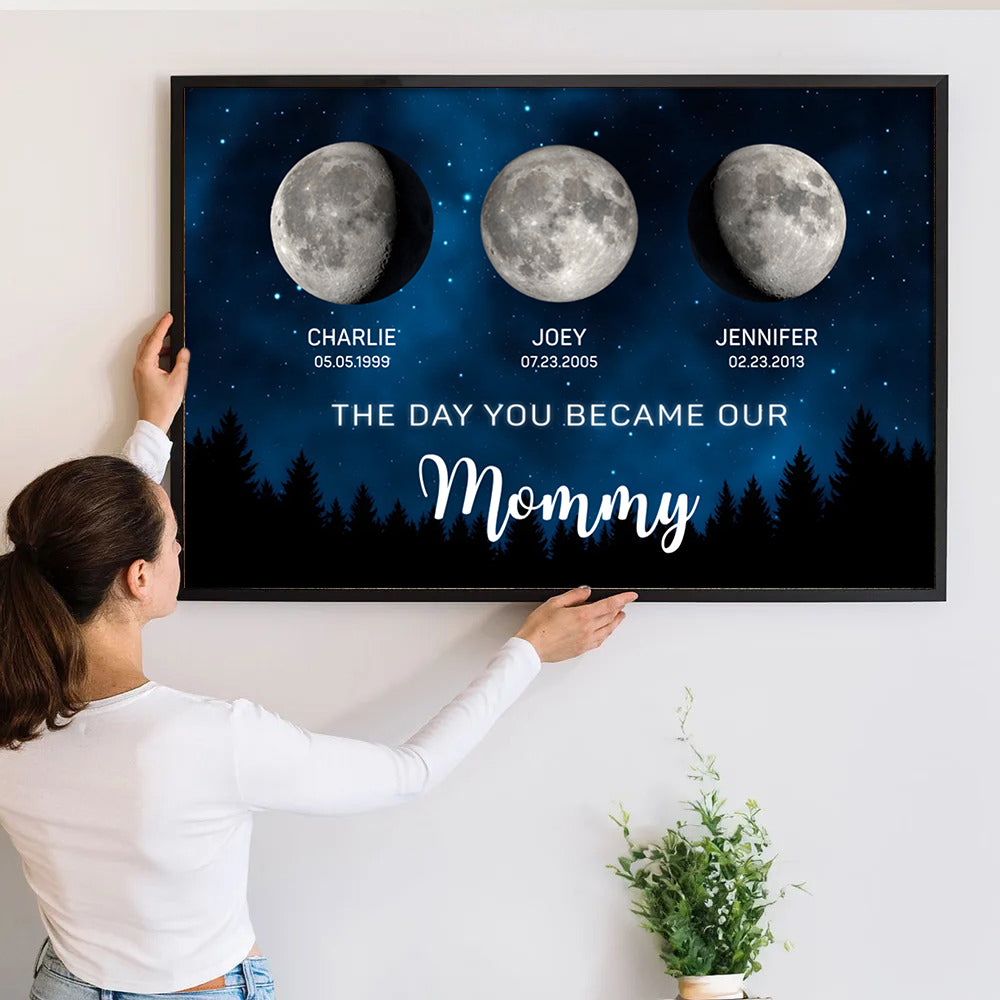 The Moon Glowed Brighter The Day You Became Mom - Personalized Canvas Prints - Mother's Day, Gift For Mom, Grandma