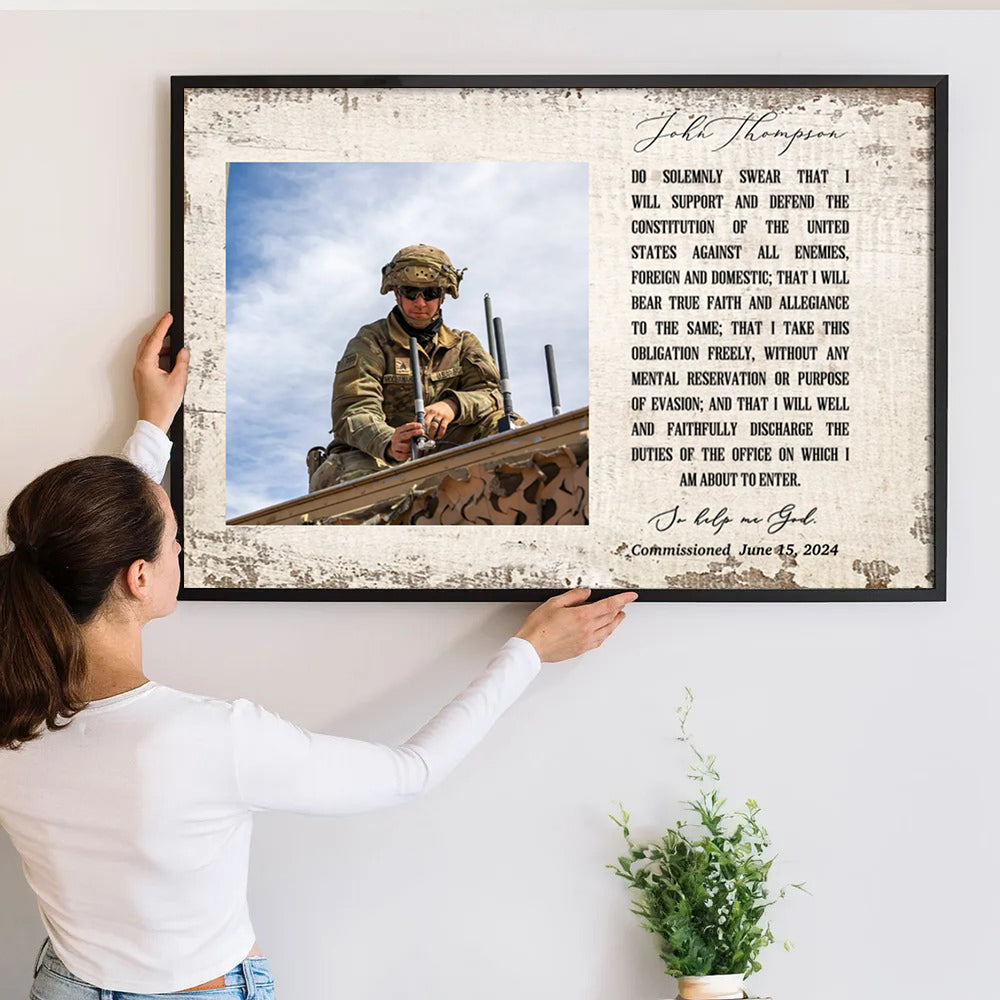 Oath of Enlistment Oath of Commissioned Officer - Personalized Canvas - Army Gift Military Gift For Military Dad, Husband