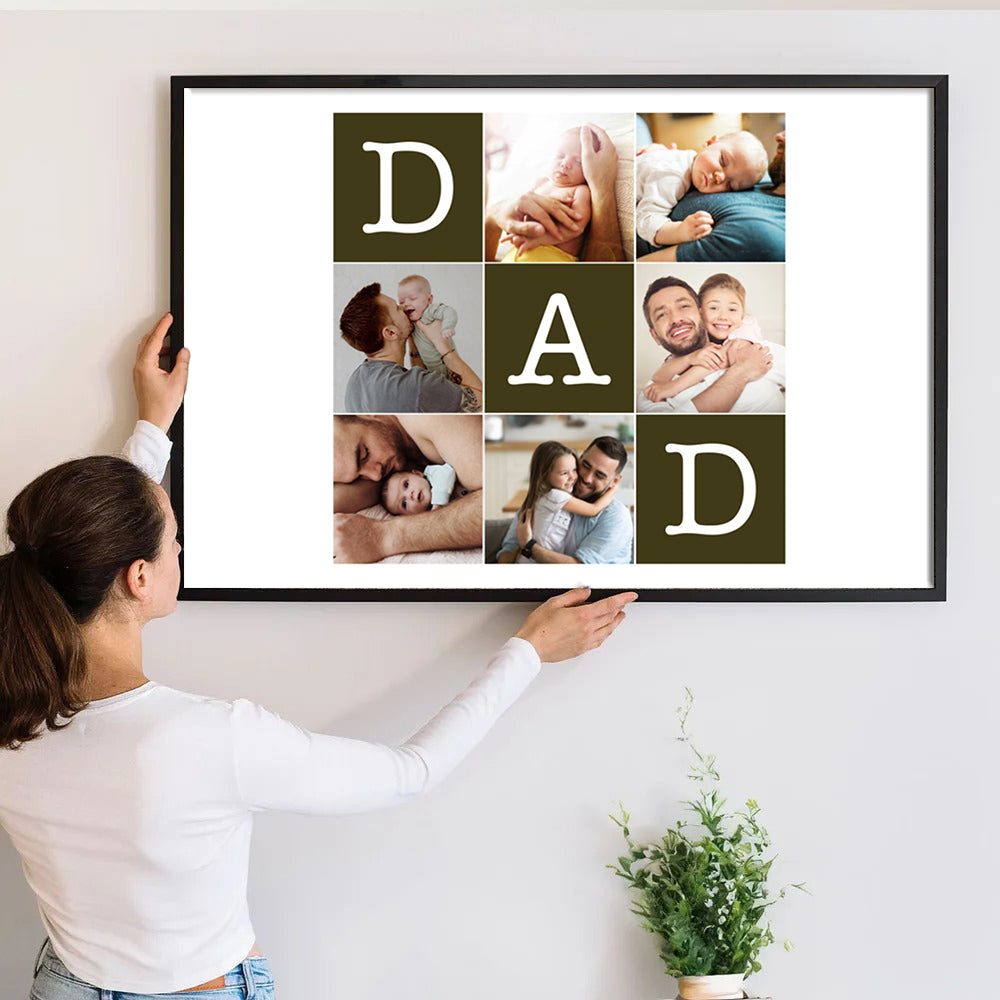 Custom Photo Father's Day Collage - Personalized Canvas - Father's Day Gift, Birthday Gift For Dad, Daddy