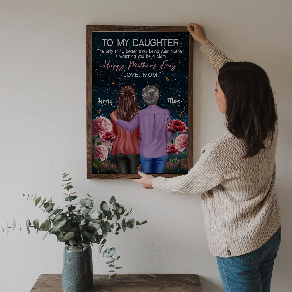 Birth Flower At Night To My Daughter From Mom - Personalized Canvas - Mother's Day Gift For Daughter