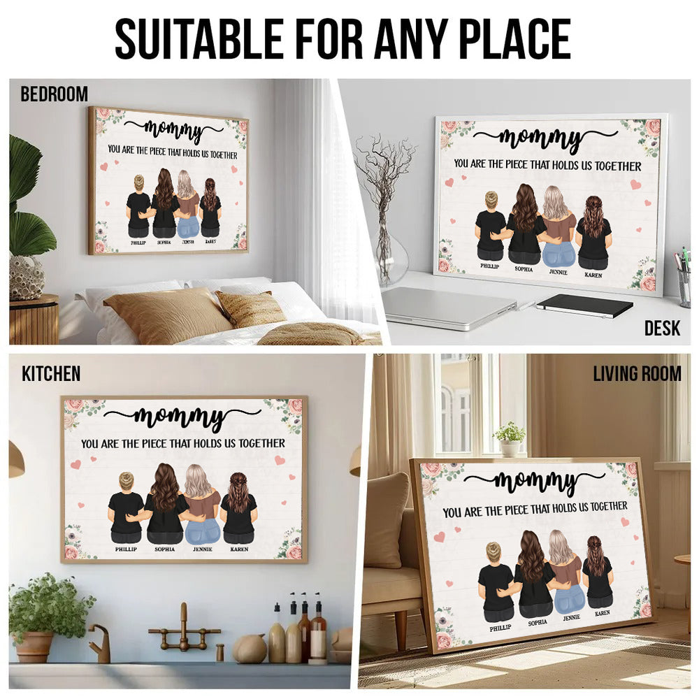 The Piece That Holds Us Together - Personalized Canvas - Gift For Mom, Mother's Day