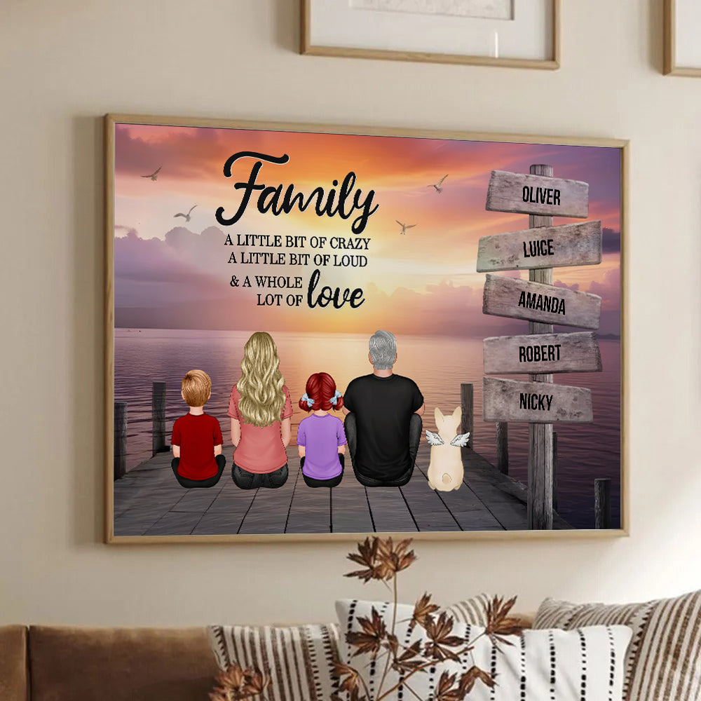 Retro Vintage Family A Little Whole Lot of Love Sign Posts - Personalized Canvas - Gift For Family Members, Mom and Dad