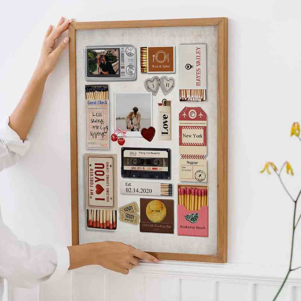 Custom Photo Romantic Couple Matchbox Art - Personalized Canvas Prints - Gift For Her/Him, Wife/Husband, Girlfriend/Boyfriend on Anniversary, Valentine's Day