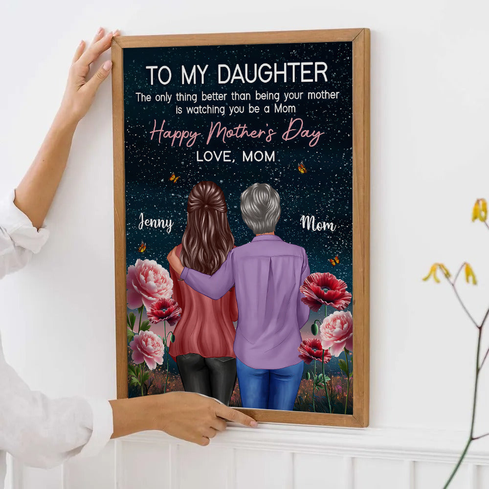 Birth Flower At Night To My Daughter From Mom - Personalized Canvas - Mother's Day Gift For Daughter