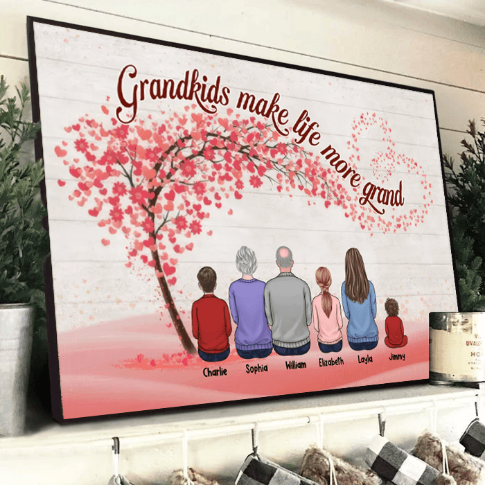 Grandparents & Grandkids Forever Linked Together - Personalized Family Gift For Grandma, Grandpa, Grandparent | Canvas