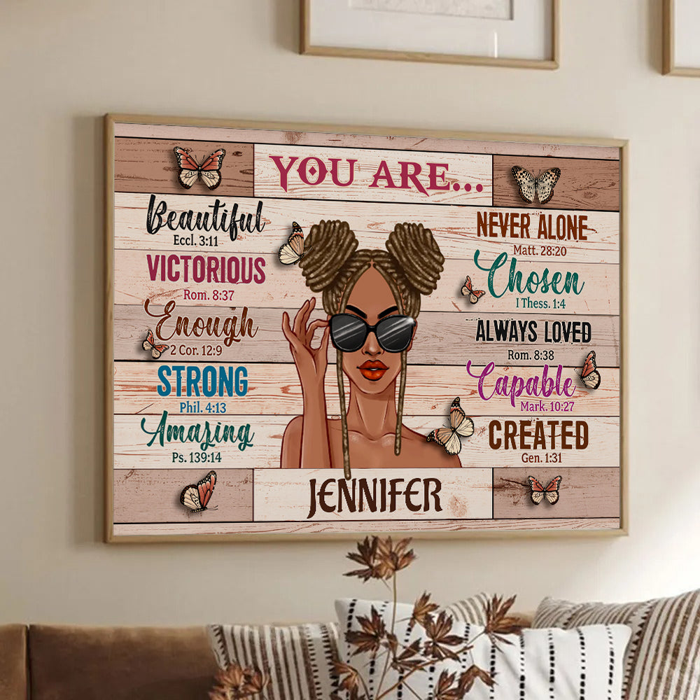 You Are Beautiful Victorious - Personalized Canvas - Gift for Black Woman, Black Girl, African American, Black History Month, Juneteenth