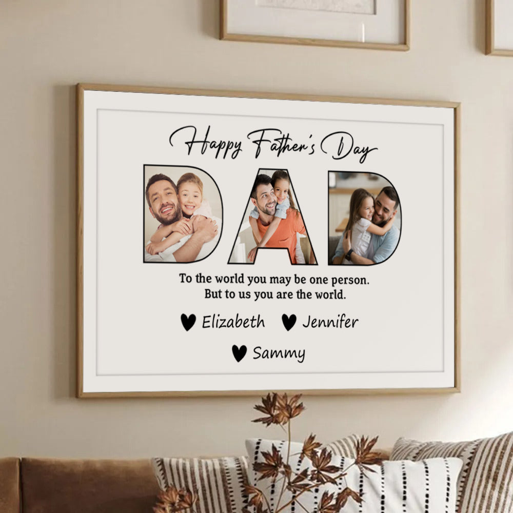 Custom Photo Happy Father's Day To Dad - Personalized Canvas - Gift For Dad, Grandpa, Father's Day