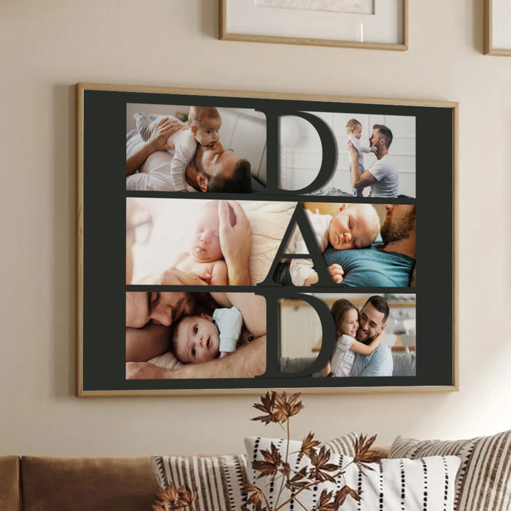 Custom Photo Dad Collage - Personalized Canvas - Father's Day Gift, Birthday Gift For Dad, Daddy