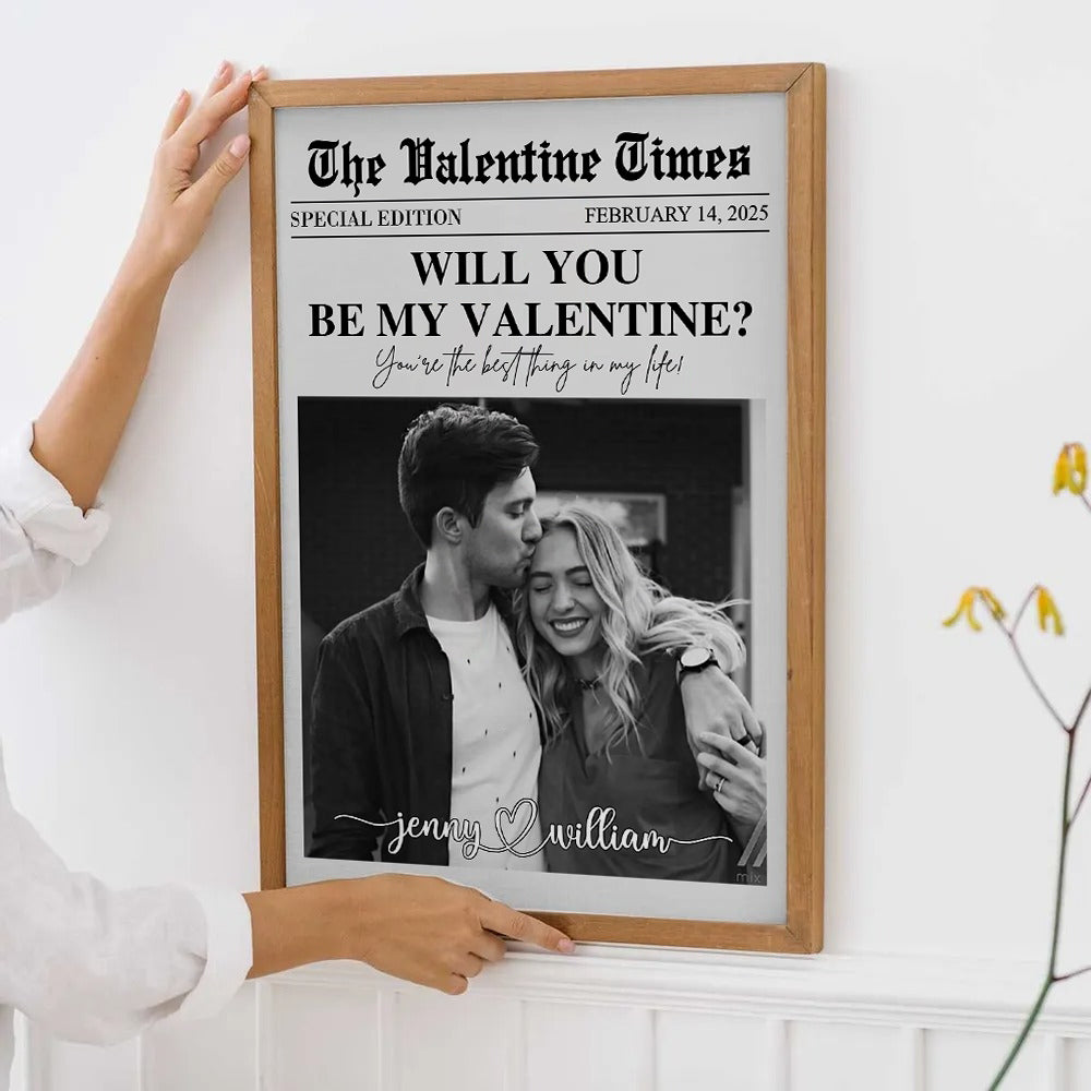 Will You Be My Valentines - Personalized Canvas Print - Gift For Her/Him, Husband/Wife, Couples on Anniversary, Valentine's Day