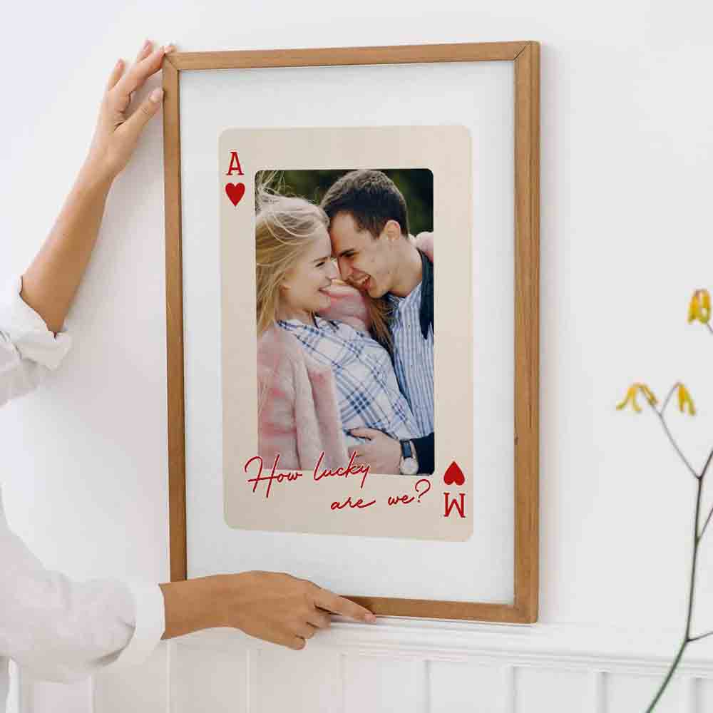 Custom Photo Couple King And Queen How Luck We Are - Personalized Canvas Prints - Gift For Her/Him, Wife/Husband, Girlfriend/Boyfriend on Anniversary, Valentine's Day