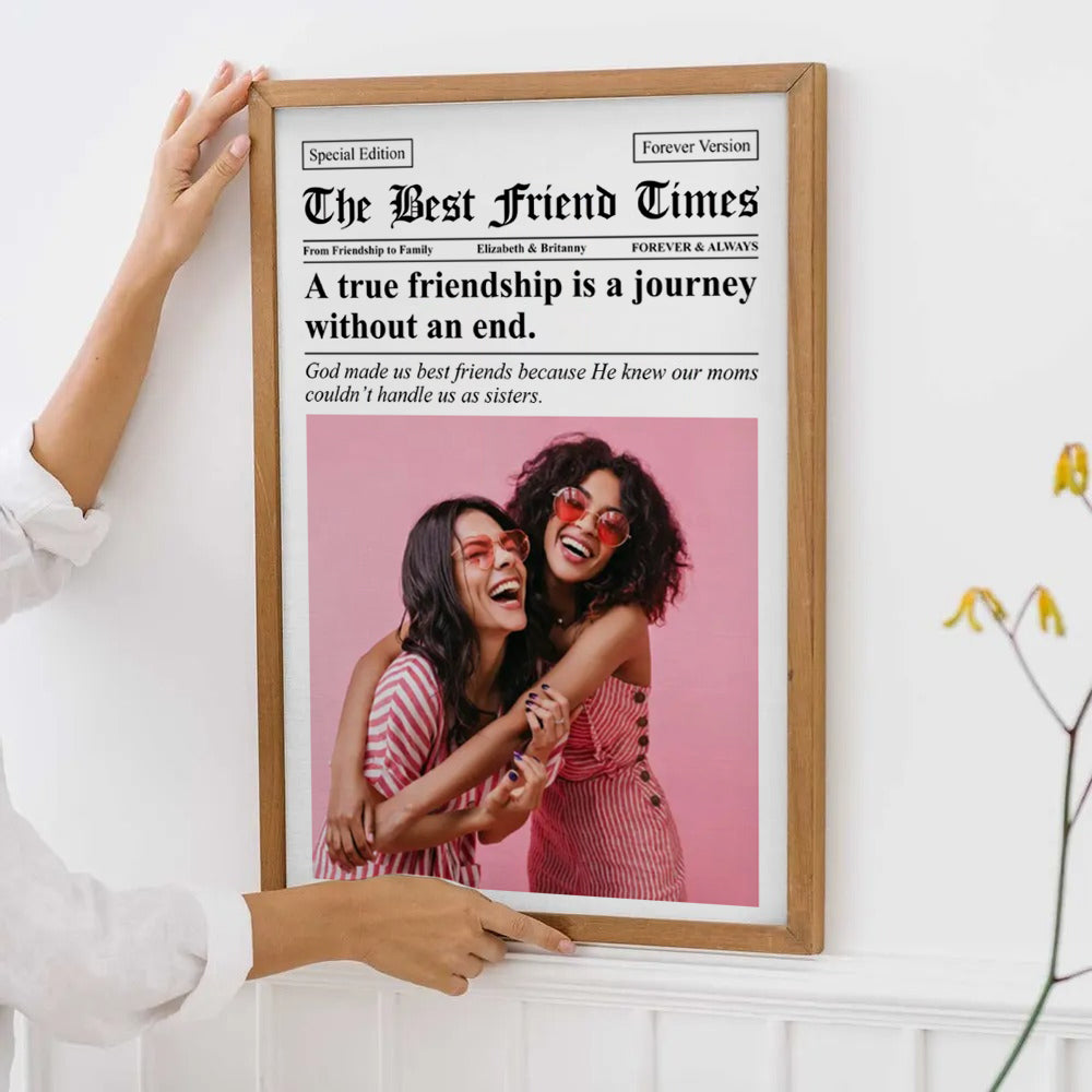 Custom Photo Newspaper The BFF Times - Personalized Canvas Prints - Gift For Her, Besties, Friends, Sister