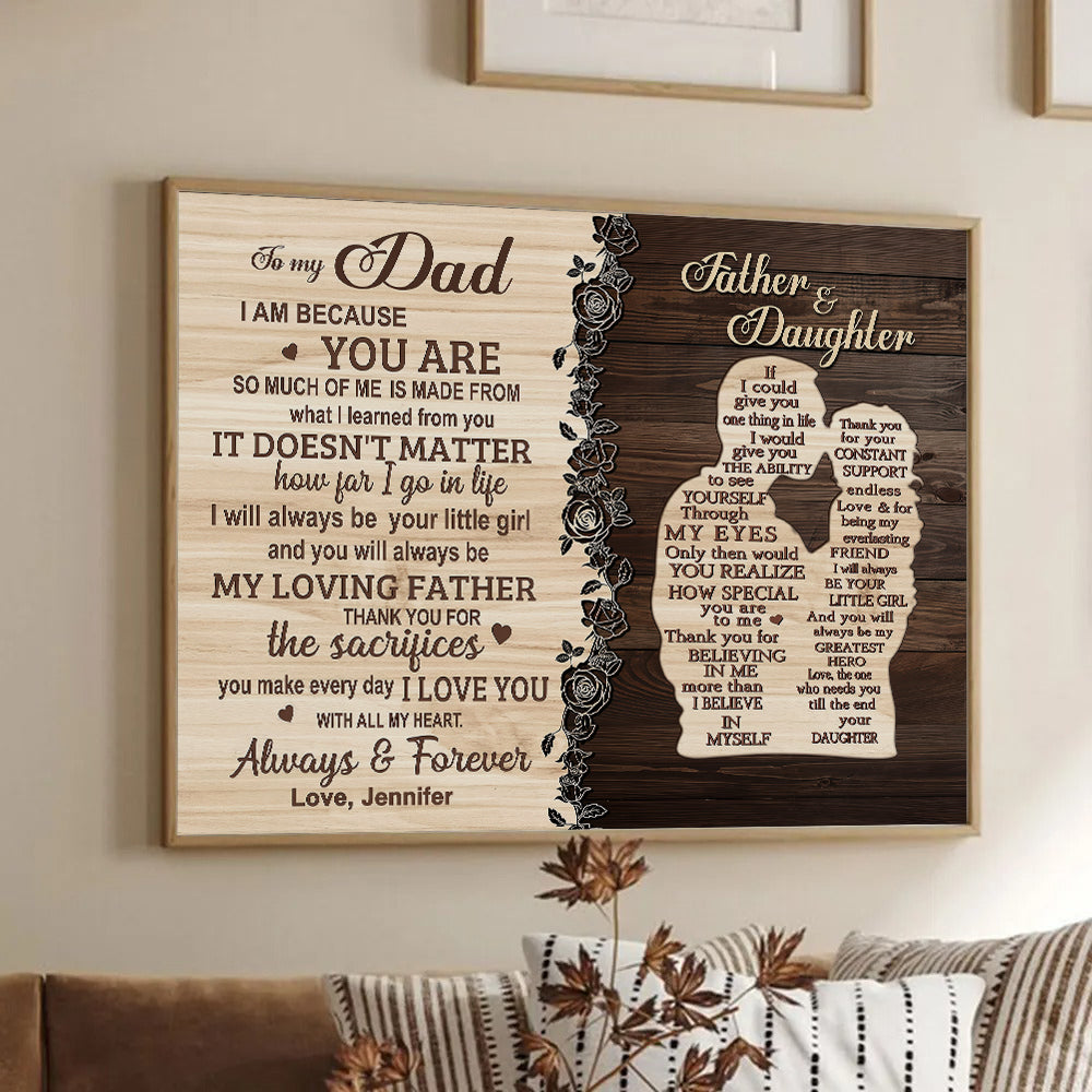 To My Dad From Daughter - Personalized Canvas - Father's Day Gift, Birthday Gift For Dad, Daddy