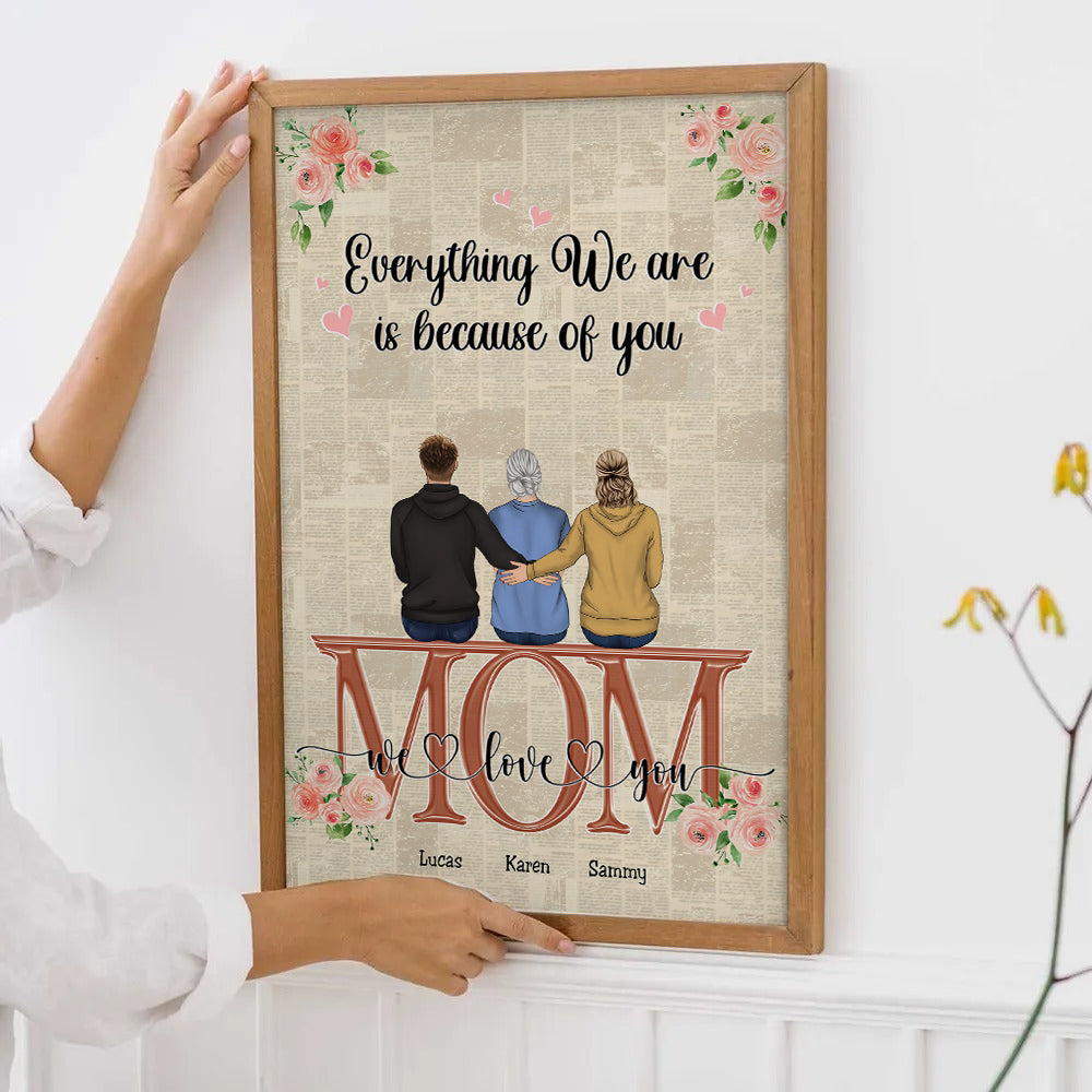 Mom You Are The World - Personalized Canvas - Gift For Gift For Mom, Mother's Day