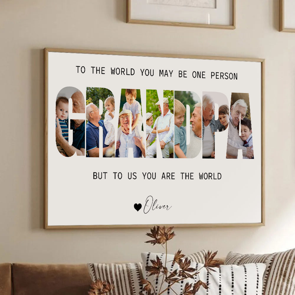Custom Photo Grandpa Photo Collage - Personalized Canvas - Father's Day Gift For Grandpa