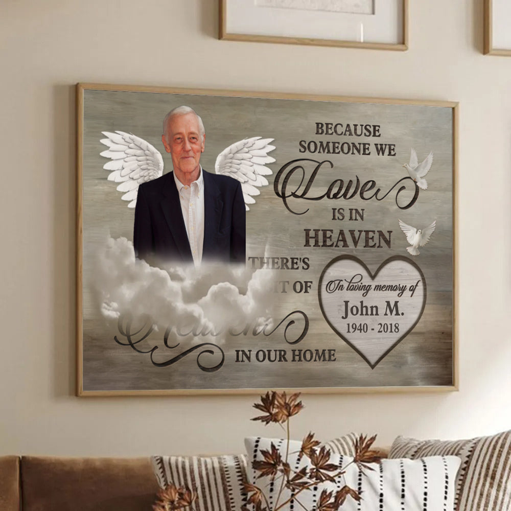 Custom Photo Love Is In Heaven - Memorial Gift - Personalized Canvas For Family Members, Loss of Mom, Dad