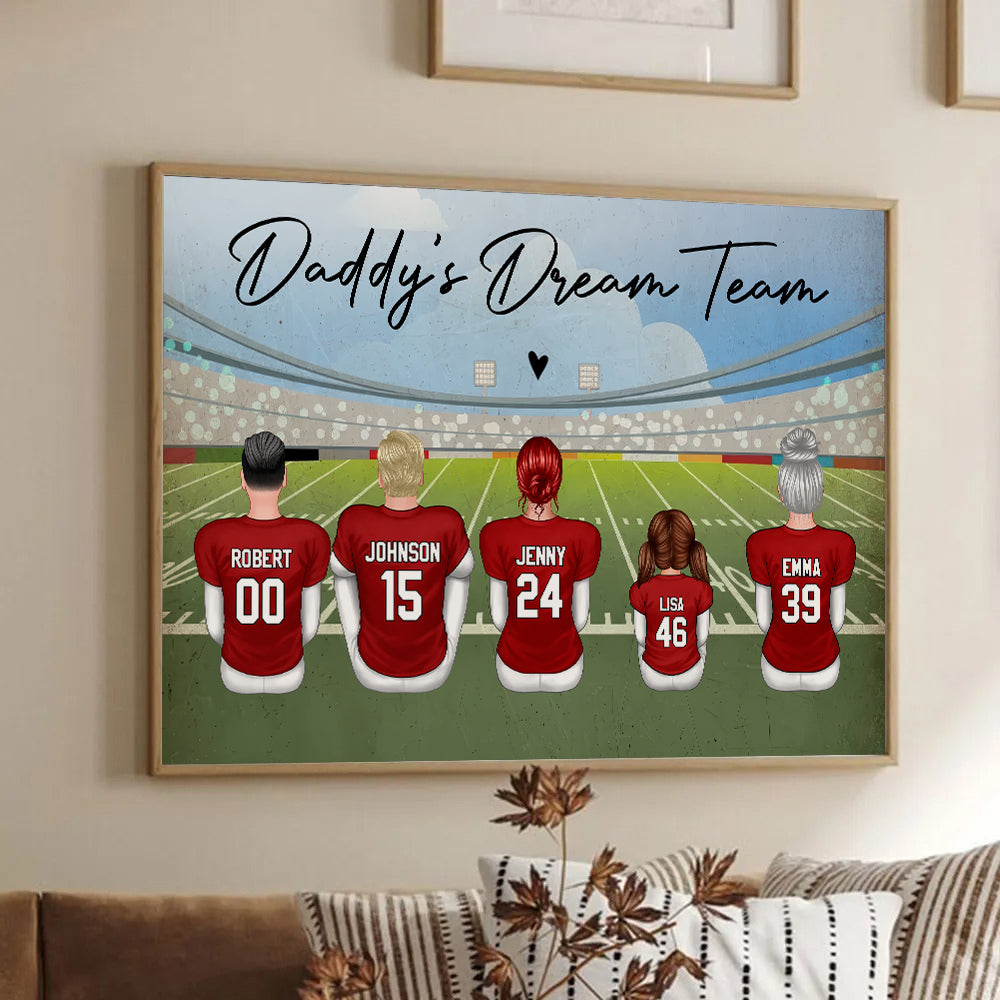Football Dad Grandpa Dream Team - Personalized Canvas - Gift For Dad, Grandpa, Father's Day