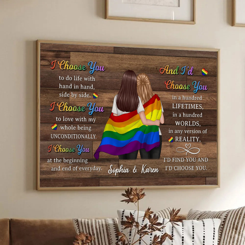 Pride Month LGBTQ+ Couple I Choose You - Personalized Canvas Prints - Gift For Her/Him, Husband/Wife, Couples