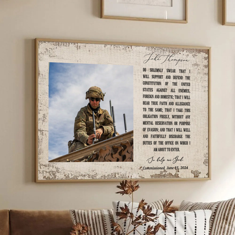 Oath of Enlistment Oath of Commissioned Officer - Personalized Canvas - Army Gift Military Gift For Military Dad, Husband