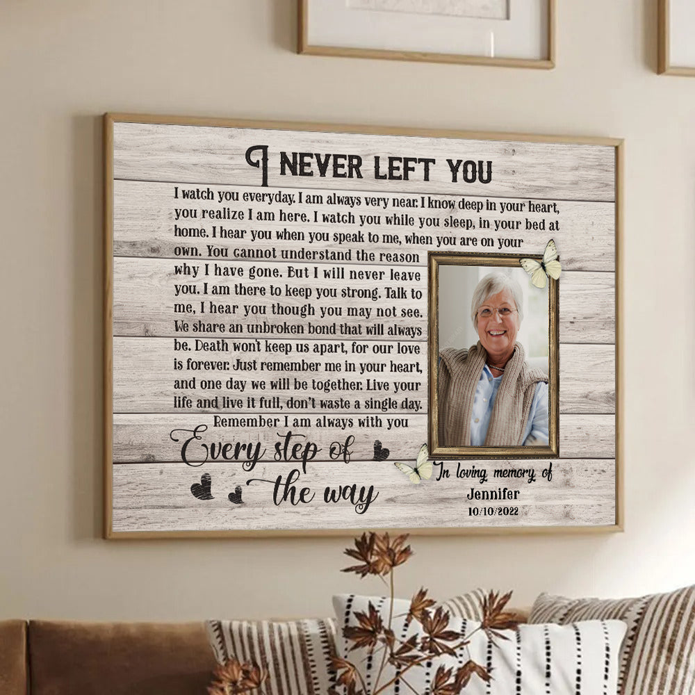 Custom Photo I Never Left You - Memorial Gift - Personalized Canvas For Family Members, Loss of Mom, Dad