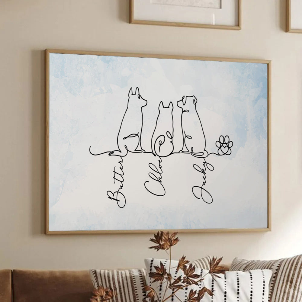 Adorable Dog Line Art - Personalized Canvas Prints - Gift For Dog Lovers, Dog Mom, Dog Dad