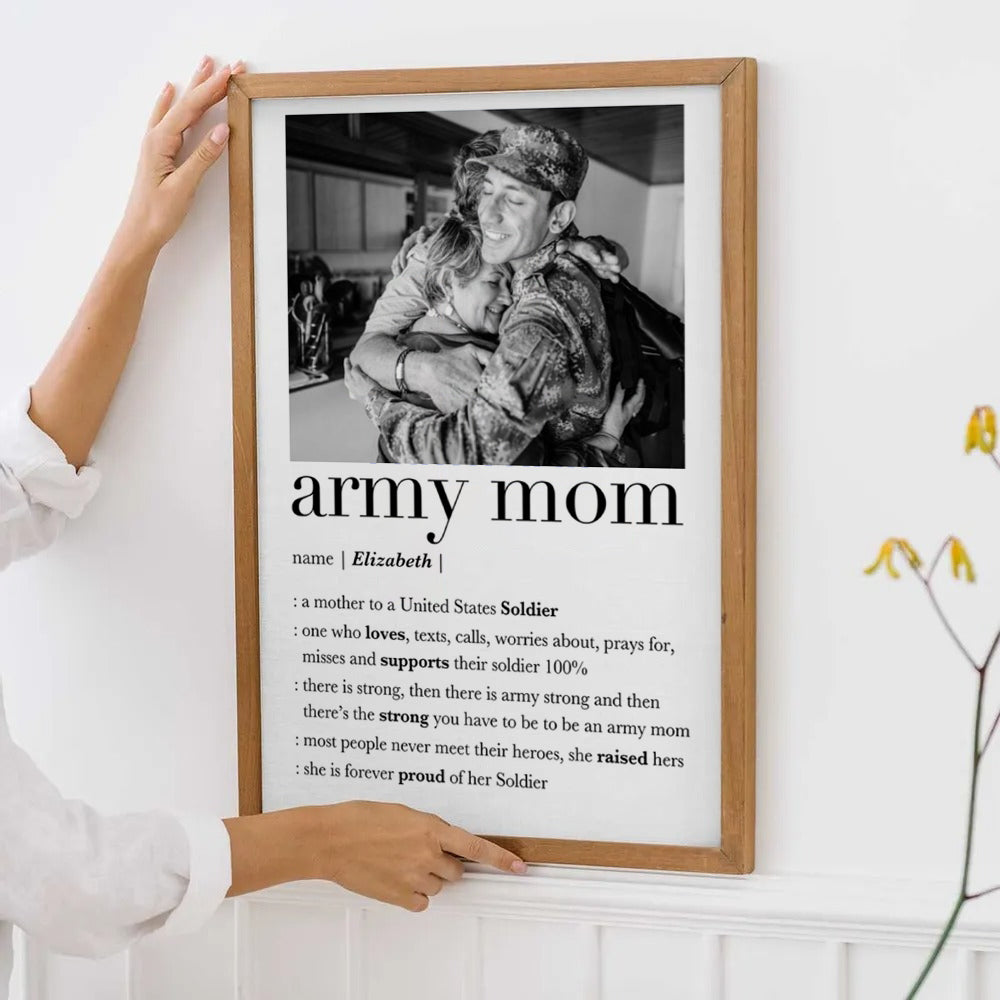 Custom Photo Army Mom - Personalized Canvas - Gift For Soldier Mother, Mothers Day Gift