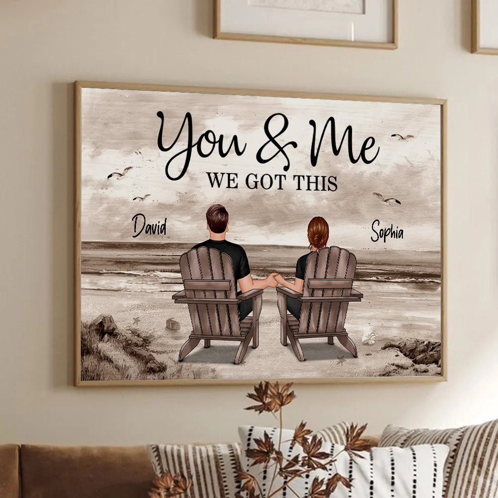Eternal Love Couple Beach Landscape Retro Vintage - Personalized Canvas - Gift For Her/Him, Husband/Wife, Couples on Anniversary, Valentine's Day