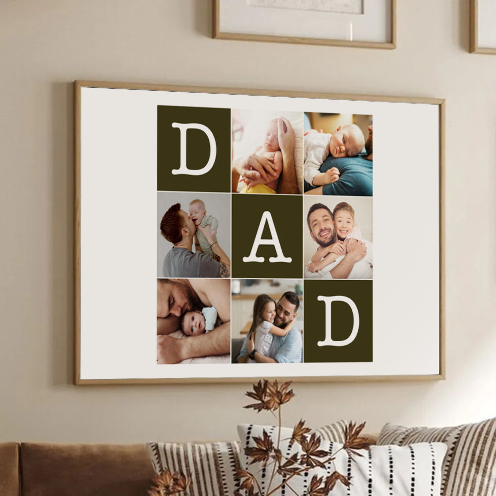 Custom Photo Father's Day Collage - Personalized Canvas - Father's Day Gift, Birthday Gift For Dad, Daddy