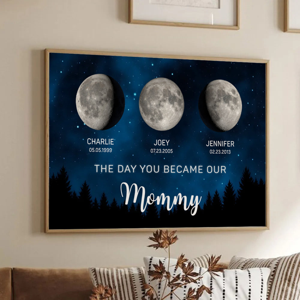 The Moon Glowed Brighter The Day You Became Mom - Personalized Canvas Prints - Mother's Day, Gift For Mom, Grandma