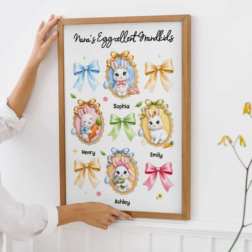 Grandma's Egg-cellent Grandkids - Personalized Canvas Prints - Easter Gift For Mom, Grandma