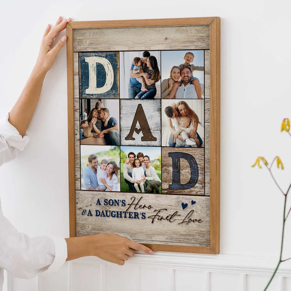 Custom Photo Collage You Are The World - Personalized Canvas - Gift For Dad, Father's Day