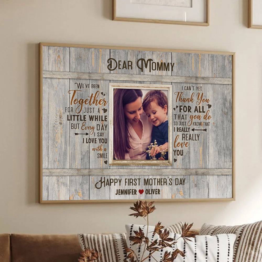 Happy First Time Mother’s Day - Personalized Canvas - Gift For Mom, Wife, Mother's Day