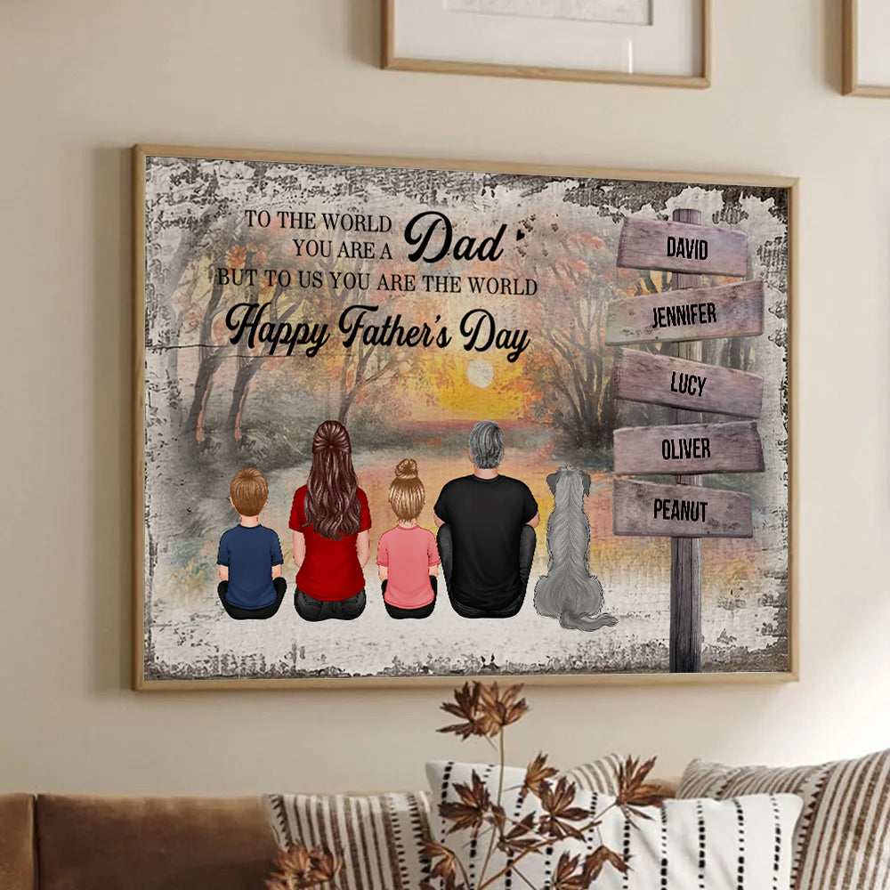 Custom Back View Family - Personalized Canvas - Gift For Family Members, Mom and Dad