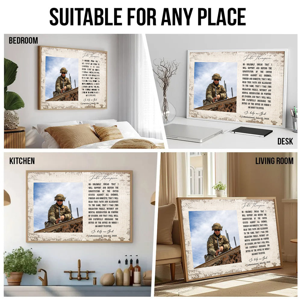 Oath of Enlistment Oath of Commissioned Officer - Personalized Canvas - Army Gift Military Gift For Military Dad, Husband
