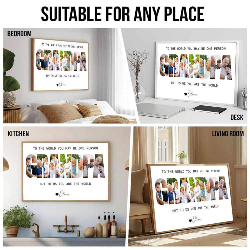 Custom Photo Grandpa Photo Collage - Personalized Canvas - Father's Day Gift For Grandpa