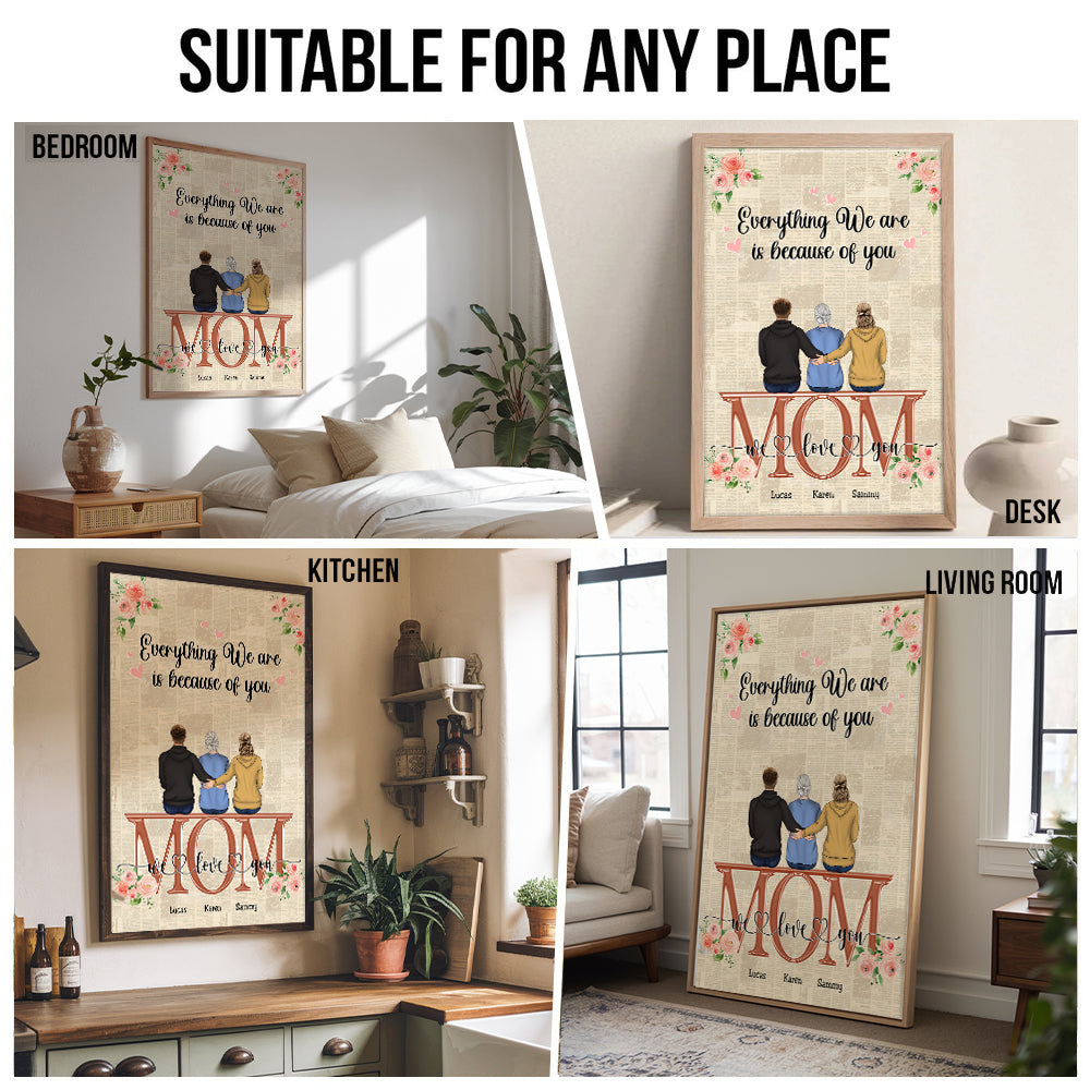 Mom You Are The World - Personalized Canvas - Gift For Gift For Mom, Mother's Day