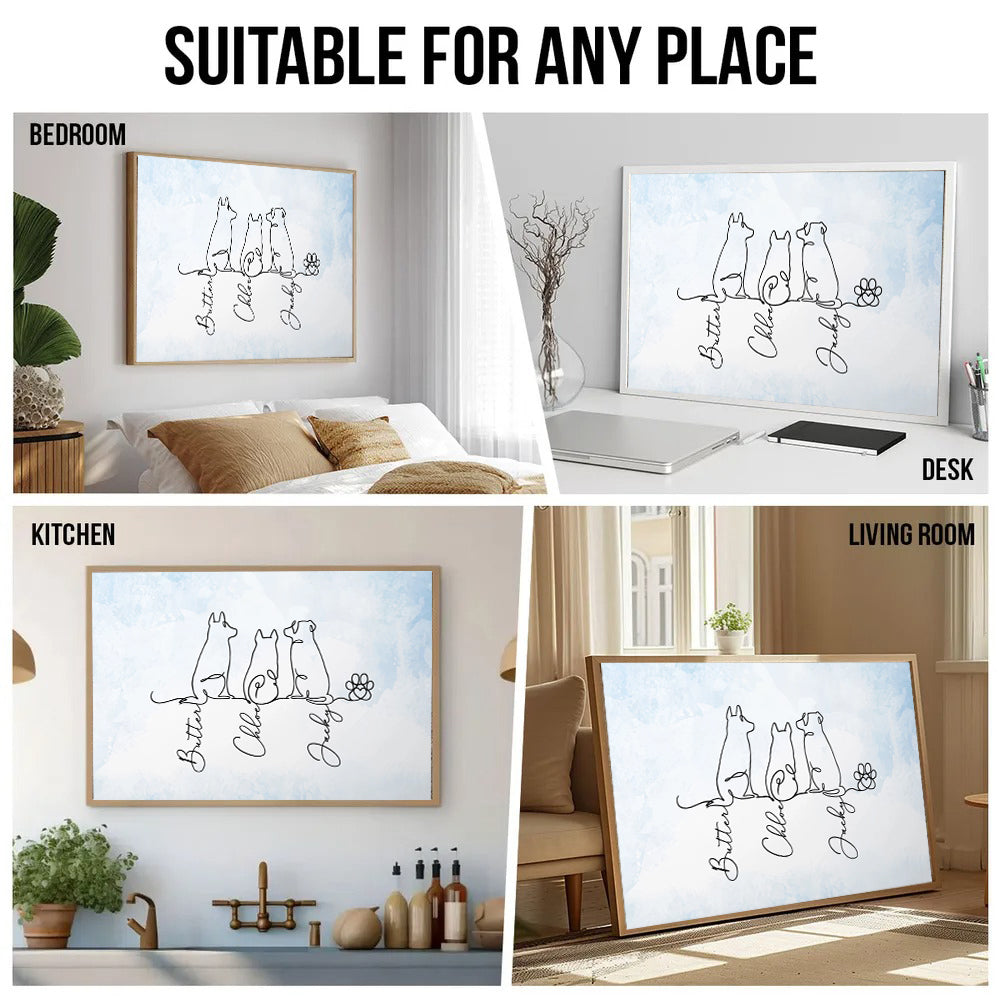Adorable Dog Line Art - Personalized Canvas Prints - Gift For Dog Lovers, Dog Mom, Dog Dad