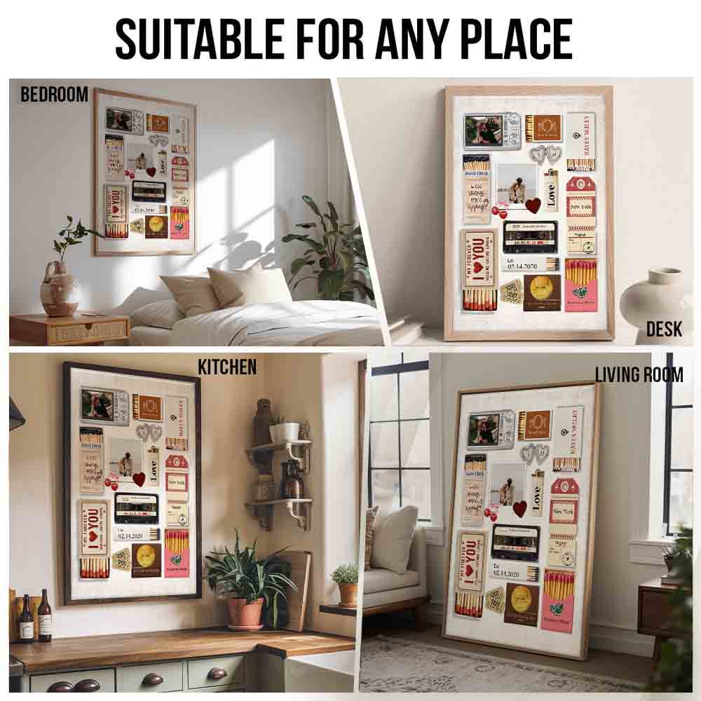 Custom Photo Romantic Couple Matchbox Art - Personalized Canvas Prints - Gift For Her/Him, Wife/Husband, Girlfriend/Boyfriend on Anniversary, Valentine's Day