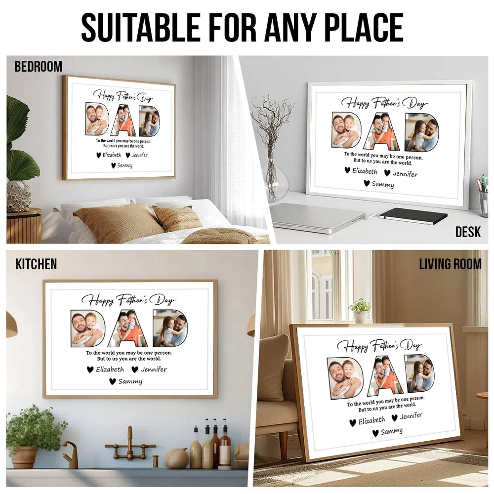 Custom Photo Happy Father's Day To Dad - Personalized Canvas - Gift For Dad, Grandpa, Father's Day